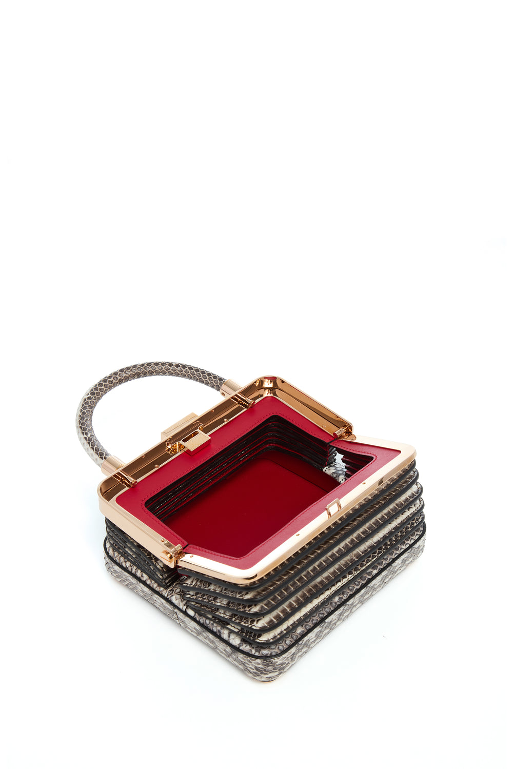 ブラック＆ホワイト スネークスキン スモール ダイアナ バッグ