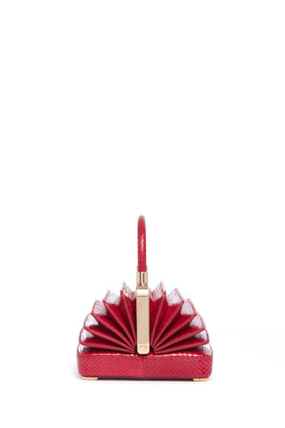Red Snakeskin Small Diana Bag - Bellows Detail Side View | Gabriela Hearst