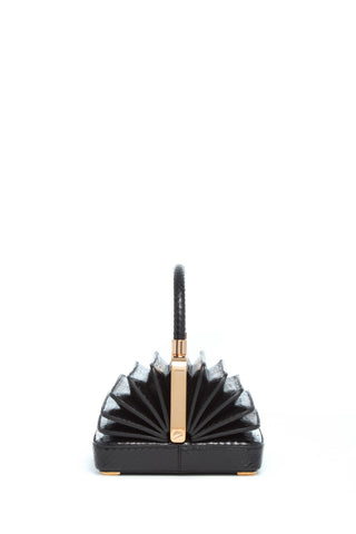 Black Snakeskin Small Diana Bag - Bottom View Showing Pleated Structure | Gabriela Hearst