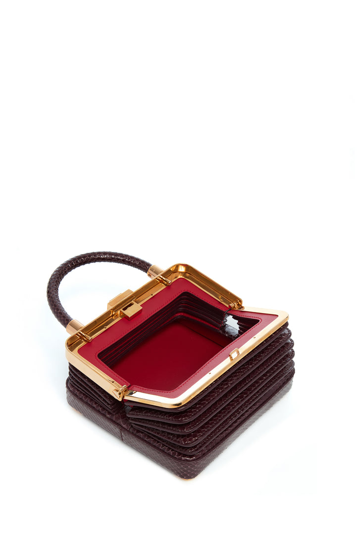 Small Diana Bag in Bordeaux Snakeskin