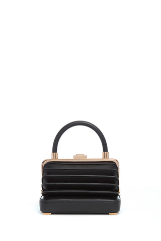 Black Nappa Leather Small Diana Bag - Front View Showing Accordion Structure | Gabriela Hearst