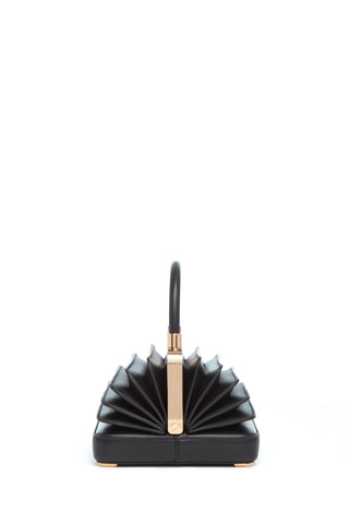 Black Nappa Leather Small Diana Bag - Side Profile with Extended Handle | Gabriela Hearst