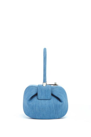 Light Blue Denim Demi Bag - Back View with Turnlock Closure | Gabriela Hearst