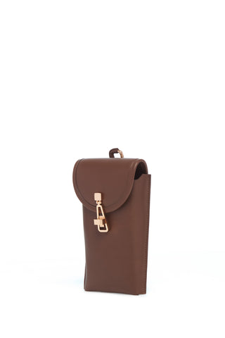 Chocolate Calf Leather Sunglasses Pouch - Side Angle | Gabriela Hearst