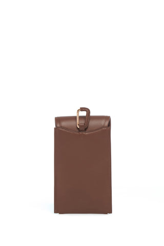 Chocolate Calf Leather Sunglasses Pouch - Back View | Gabriela Hearst