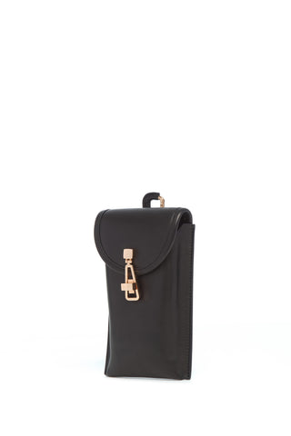 Black Leather Sunglasses Pouch - Side Angle | Gabriela Hearst