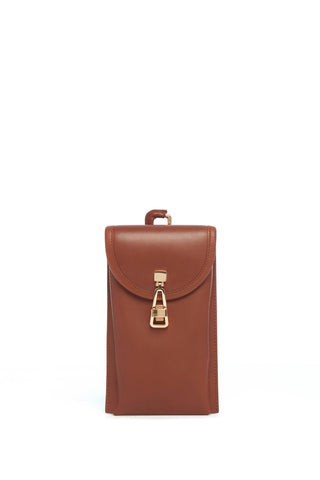 Cognac Calf Leather Sunglasses Pouch - Front View | Gabriela Hearst