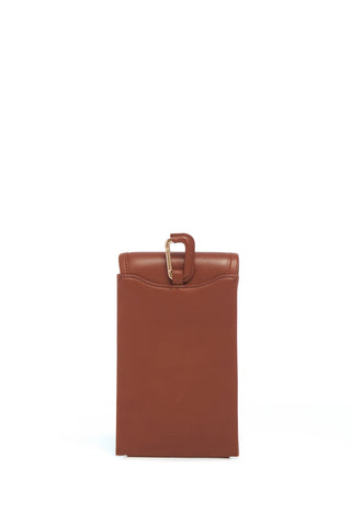 Cognac Leather Sunglasses Pouch - Back View with Clasp | Gabriela Hearst