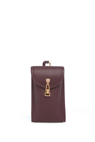 Bordeaux Leather Sunglasses Pouch - Front View | Gabriela Hearst