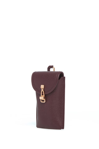 Bordeaux Leather Sunglasses Pouch - Side Angle | Gabriela Hearst