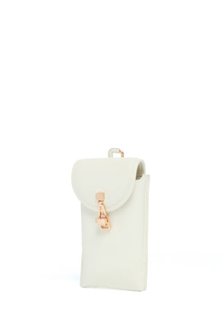 Ivory Textured Leather Sunglasses Pouch - Side Angle | Gabriela Hearst