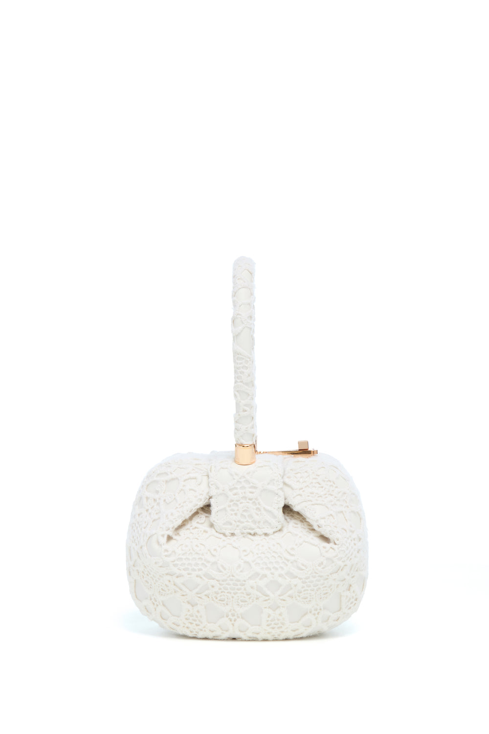 Demi Bag in Ivory Nappa Leather with Cashmere Lace