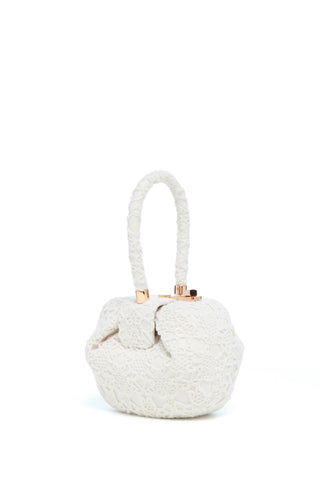 Ivory Cashmere Lace Demi Bag - Three Quarter View | Gabriela Hearst