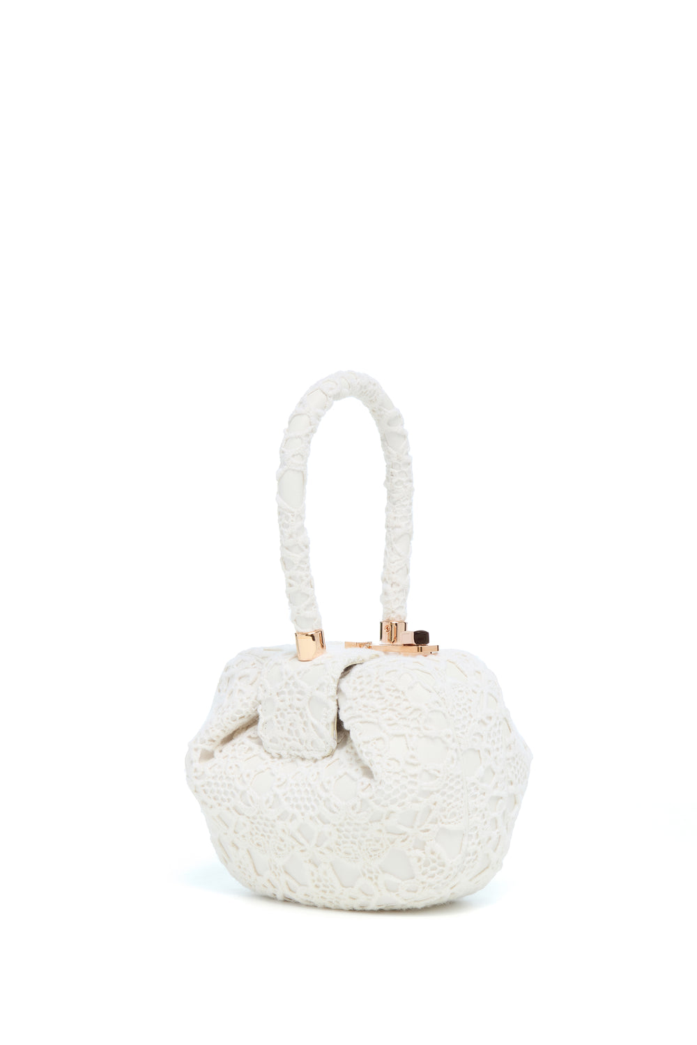 Demi Bag in Ivory Nappa Leather with Cashmere Lace