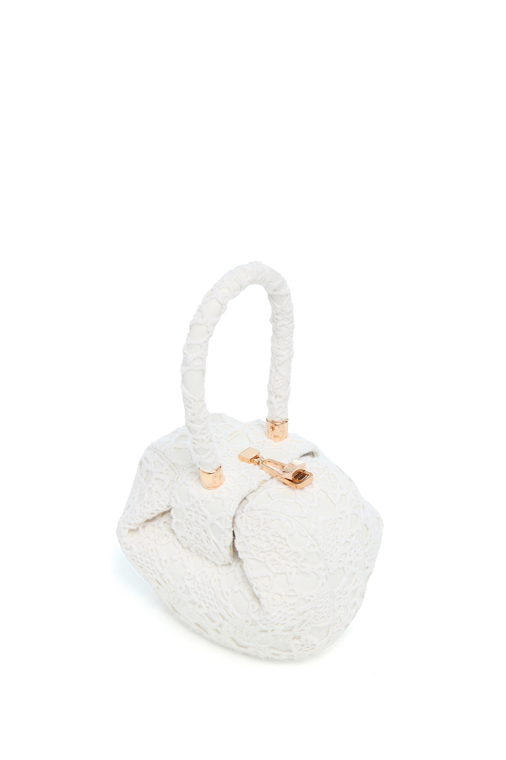 Demi Bag in Ivory Nappa Leather with Cashmere Lace