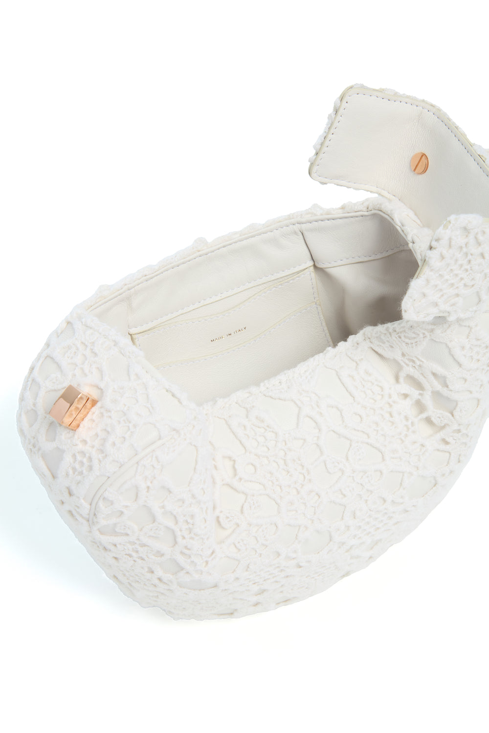 Demi Bag in Ivory Nappa Leather with Cashmere Lace