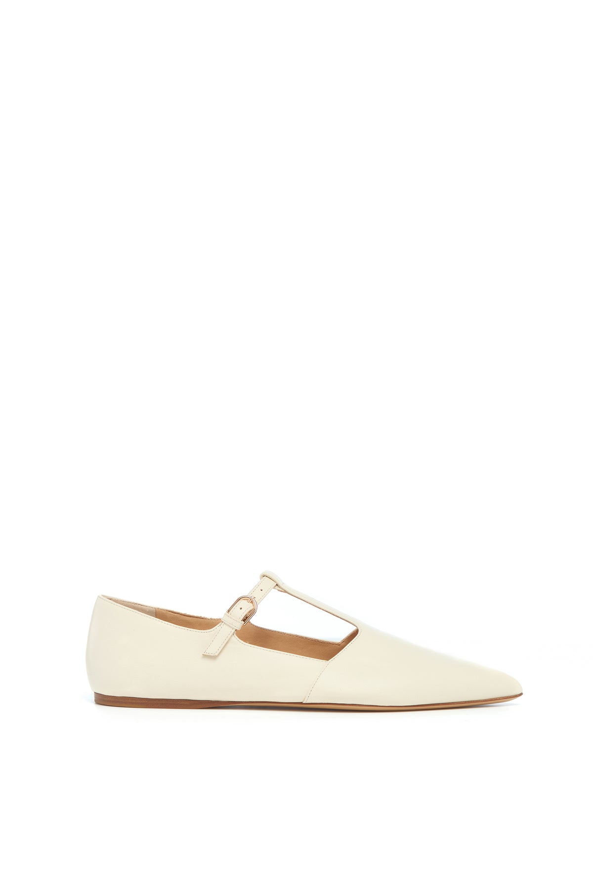 Lola Ballerina Flat Shoe in Cream Nappa Leather