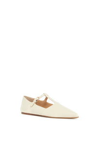 Lola Ballerina Flat Shoe in Cream Nappa Leather