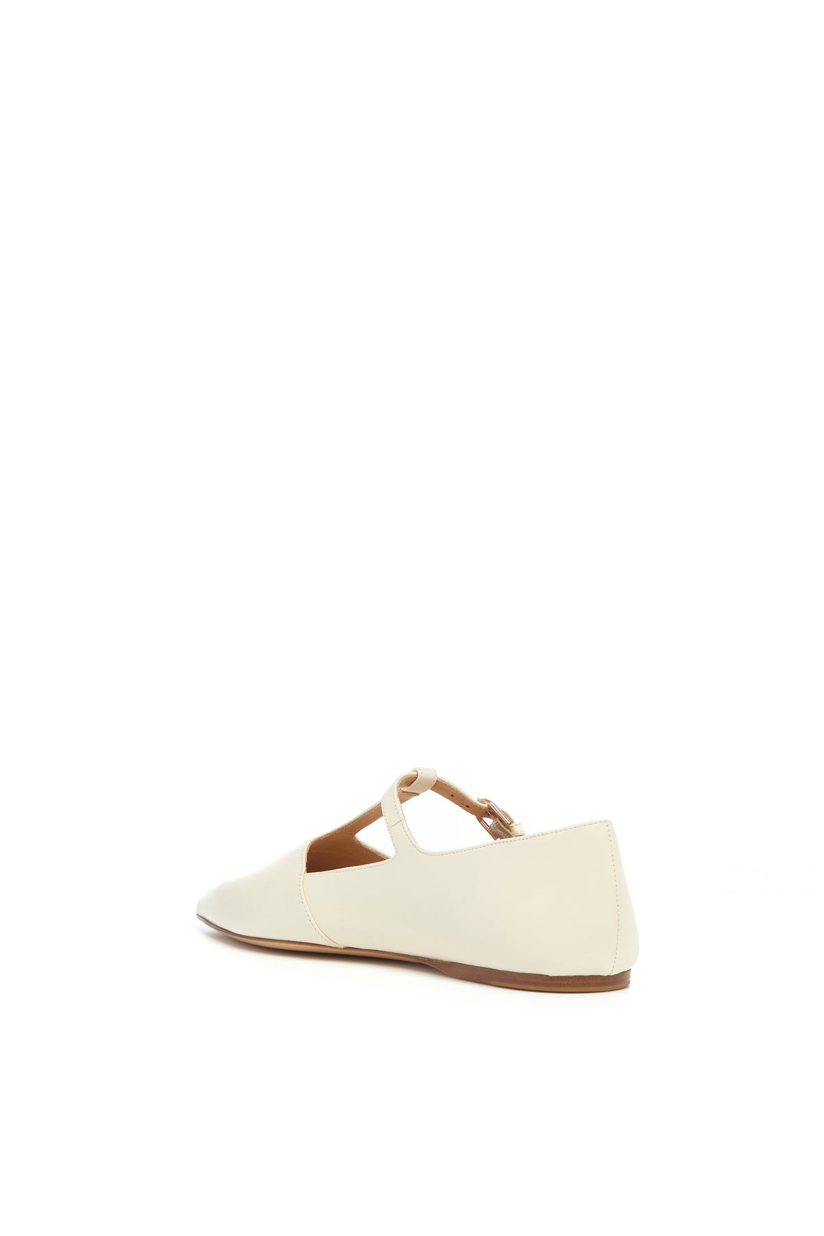 Lola Ballerina Flat Shoe in Cream Nappa Leather