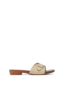Clover Slide Sandal in Cream Leather Jute