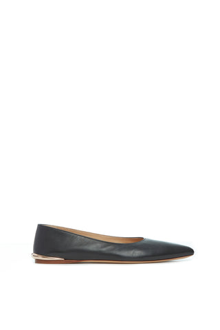 Fleur Flat in Black Leather