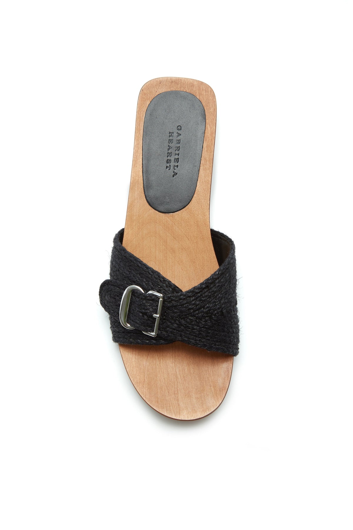 Clover Slide Sandal in Black Leather Jute
