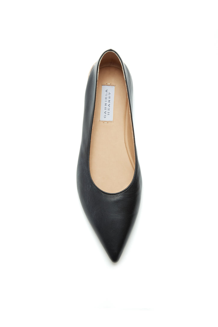 Fleur Ballerina Flat Shoe in Black Nappa Leather