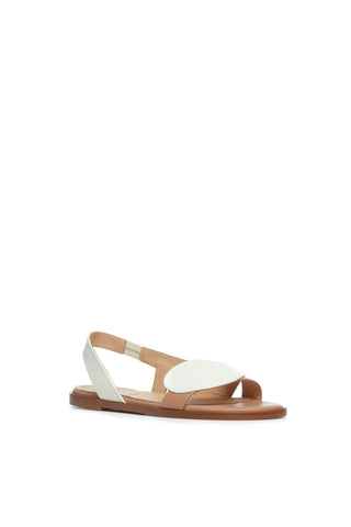 Pippa Flat Sandal in Ivory & Nude Leather