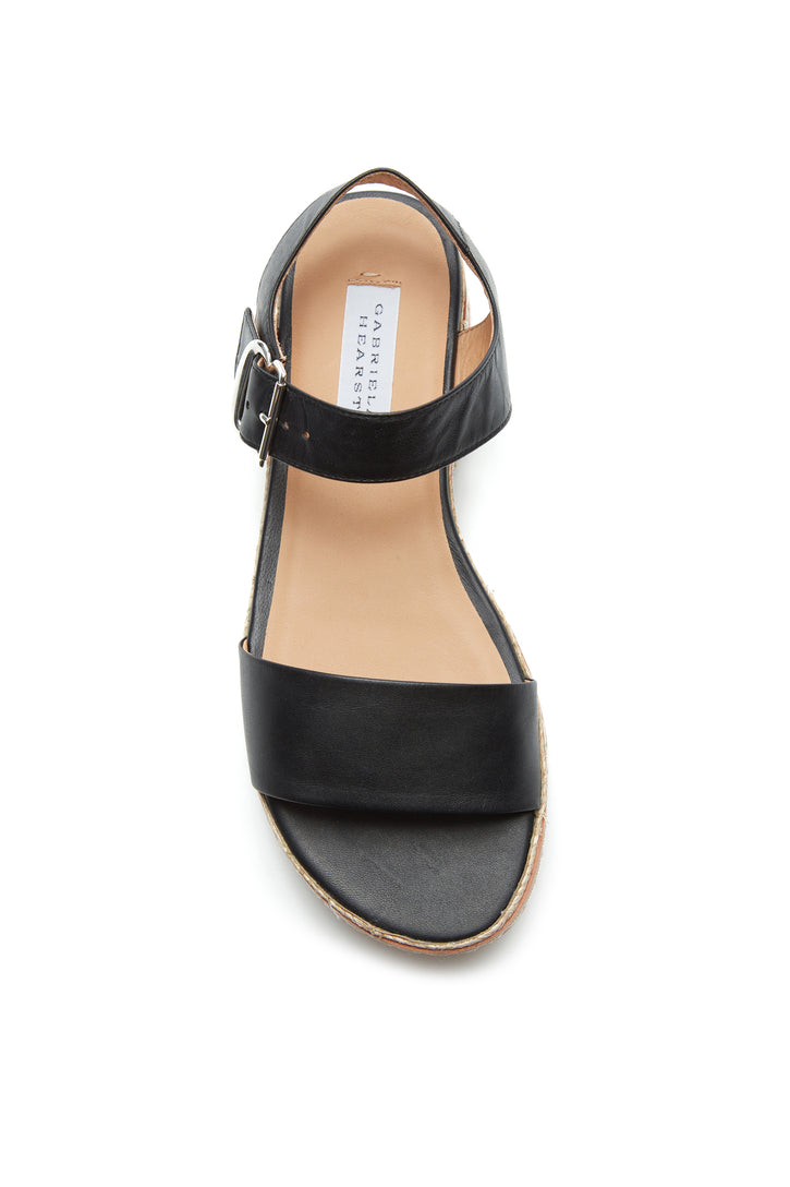 Iris Platform Sandal in Black Nappa Leather