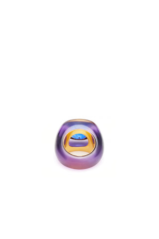 Moon Ring in 22K Yellow Gold, Amethyst and Blue Sapphire