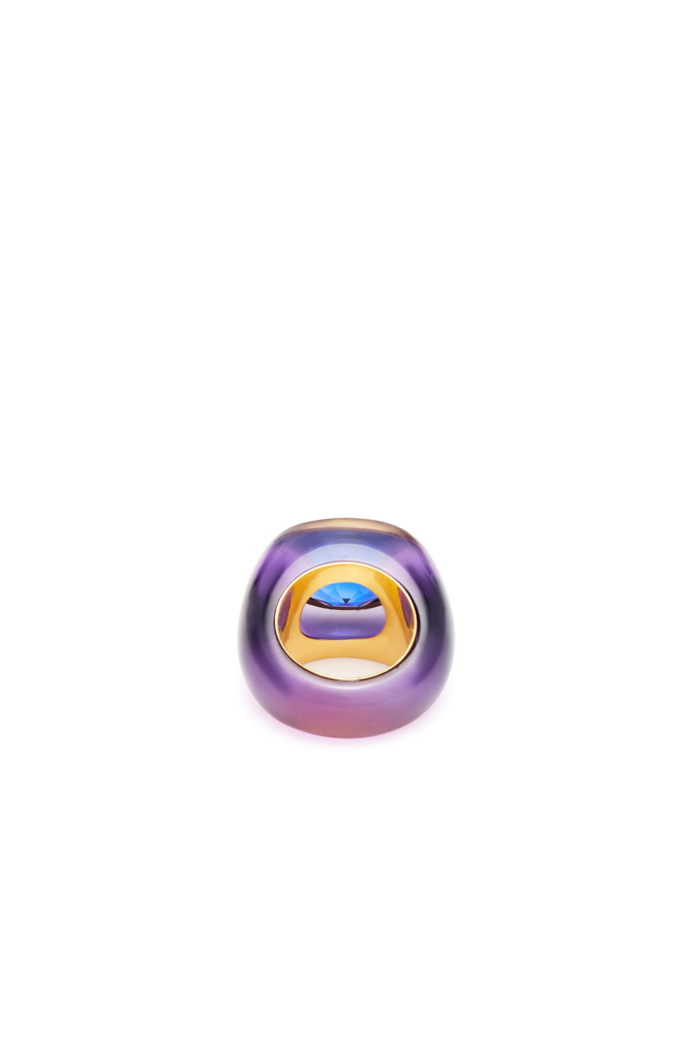 Moon Ring in 22K Yellow Gold, Amethyst and Blue Sapphire