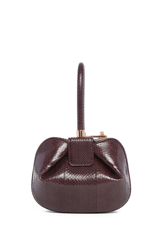 Bordeaux Snakeskin Nina Bag - Front View with Handle | Gabriela Hearst