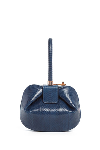 Navy Snakeskin Nina Bag - Back View with Handle | Gabriela Hearst