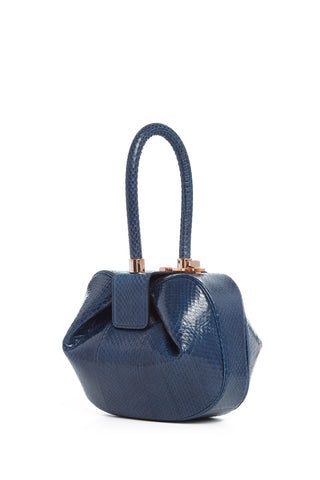 Navy Snakeskin Nina Bag - Three Quarter View | Gabriela Hearst