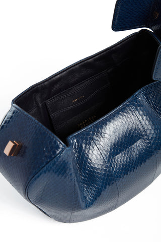 Navy Snakeskin Nina Bag - Interior Detail Open View | Gabriela Hearst