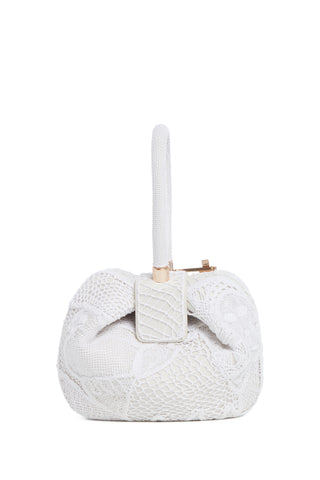 Ivory Nina Bag Nappa Leather with Cotton Macramé, Rose Gold Hardware - Back View | Gabriela Hearst