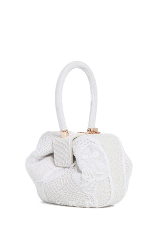 Ivory Nappa Leather Nina Bag with Cotton Macramé - Three-Quarter View | Gabriela Hearst