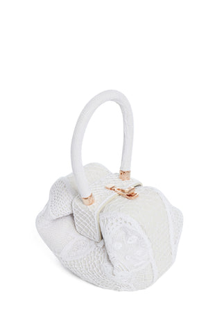 Ivory Nappa Leather Nina Bag with Cotton Macramé - Top-Down Angle | Gabriela Hearst