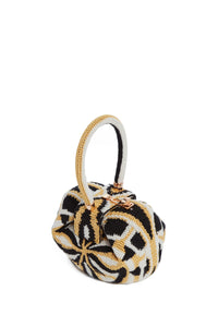 Demi Bag in Gold, Black & Ivory Crochet