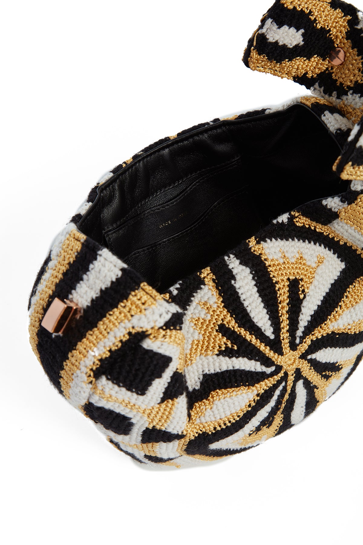 Demi Bag in Gold, Black & Ivory Crochet