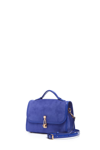 Cobalt Suede Leonora Flap Bag - Side Angle | Gabriela Hearst