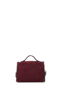 Small Leonora Flap Bag in Bordeaux Suede