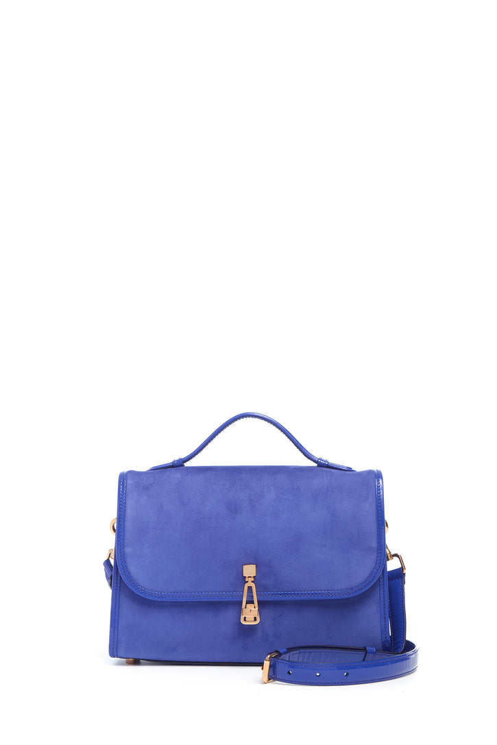 Medium Leonora Bag in Cobalt Suede