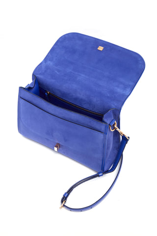 Cobalt Suede Leonora Bag - Interior Detail Open View | Gabriela Hearst
