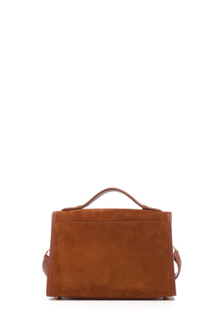 Medium Cognac Suede Leonora Flap Bag - Rear View | Gabriela Hearst
