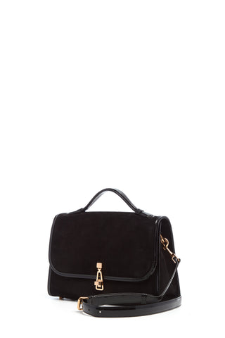 Black Suede Medium Leonora Flap Bag - Three Quarter View | Gabriela Hearst