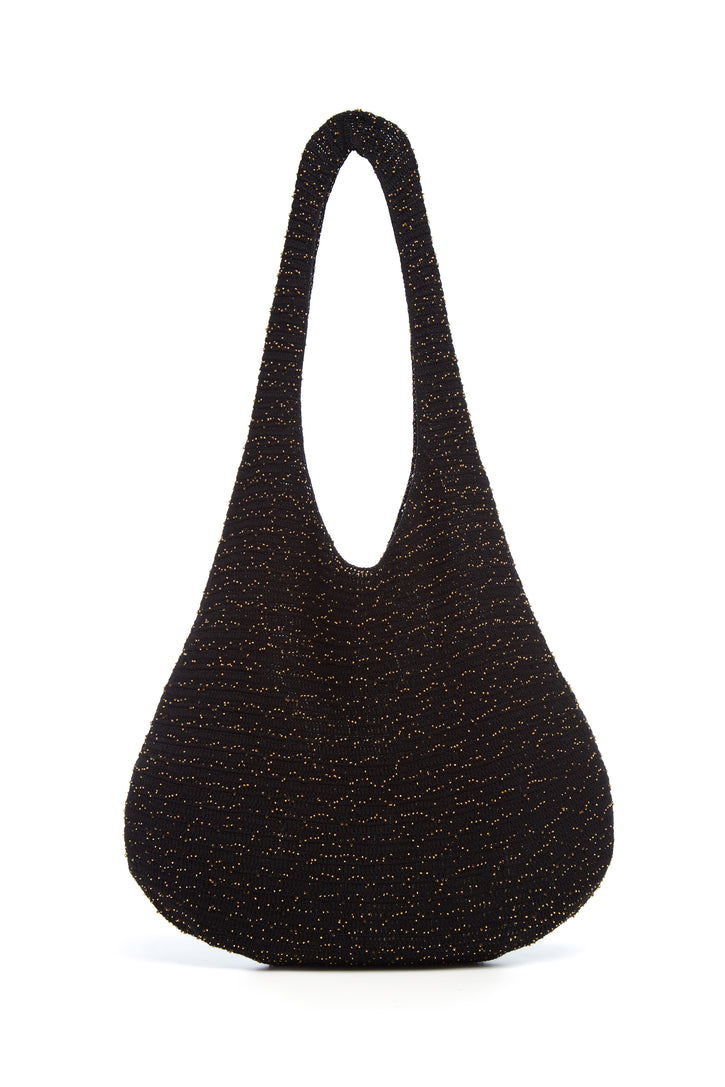 Hedone Knit Hobo Bag in Black & Gold Beaded Cashmere