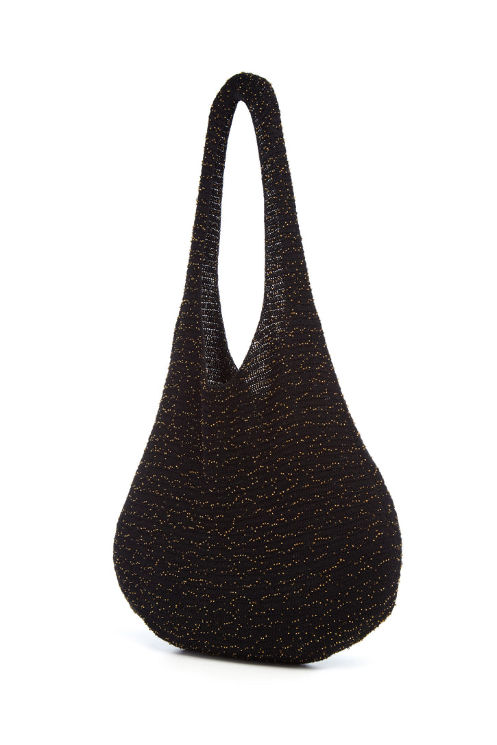 Hedone Knit Hobo Bag in Black & Gold Beaded Cashmere