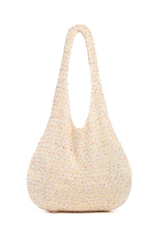 Hedone Knit Hobo Bag in Ivory Multi Beaded Cashmere