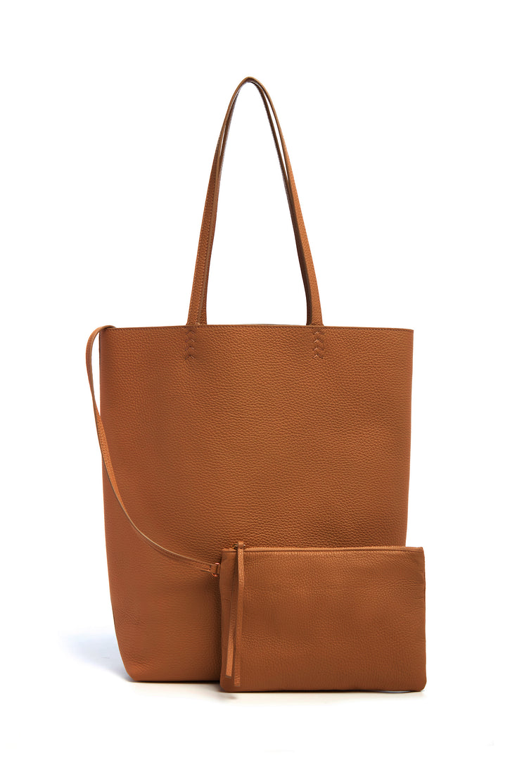 Sillbury Tote Bag in Cognac Textured Leather